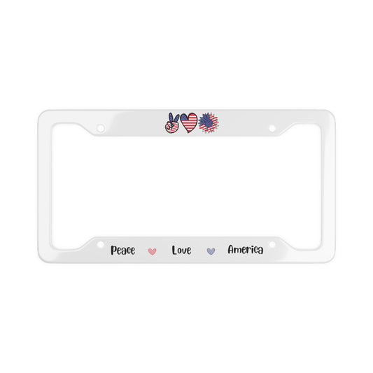 Peace, Love, America - License Plate Frame